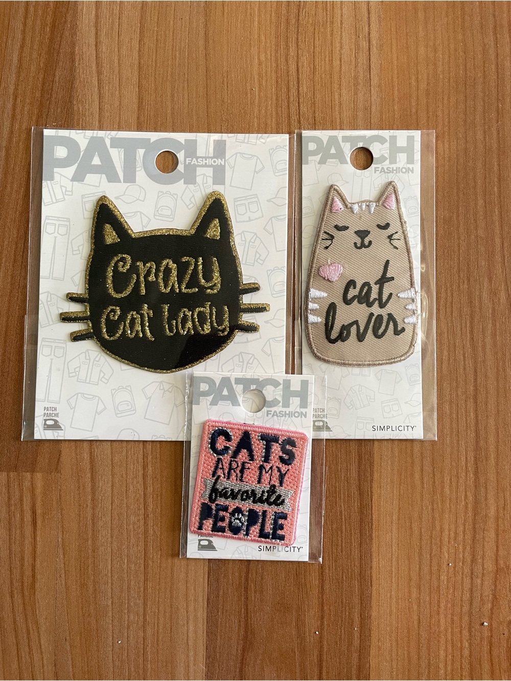 Simplicity Cat Lover Iron-On Patch Trio - Black, Beige, Pink
